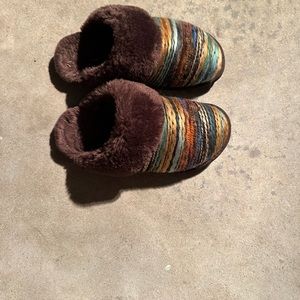 Cute felt multi colored slippers/outdoor slides
